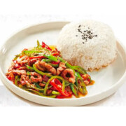 Fresh Chilli Shredded Pork with Rice 青椒肉丝饭  1-3辣